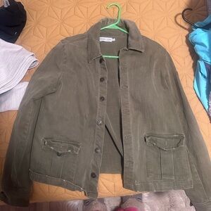 Green khaki denim jacket